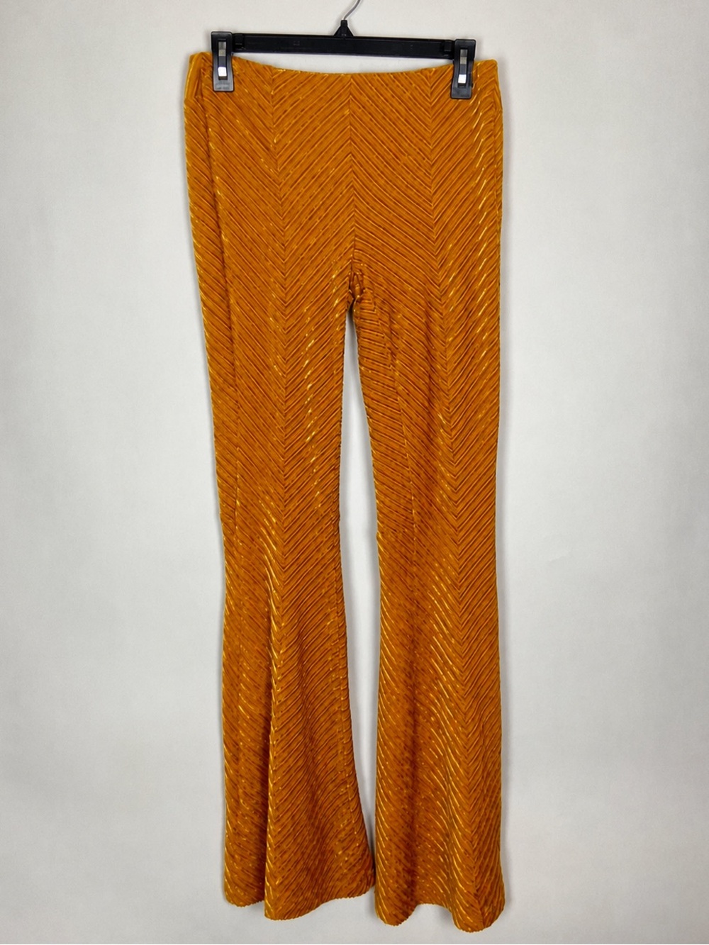 Free People Penny Pull On Velvet Flared Pants Size XS Bronzer Gold Retro Boho - Picture 9 of 15